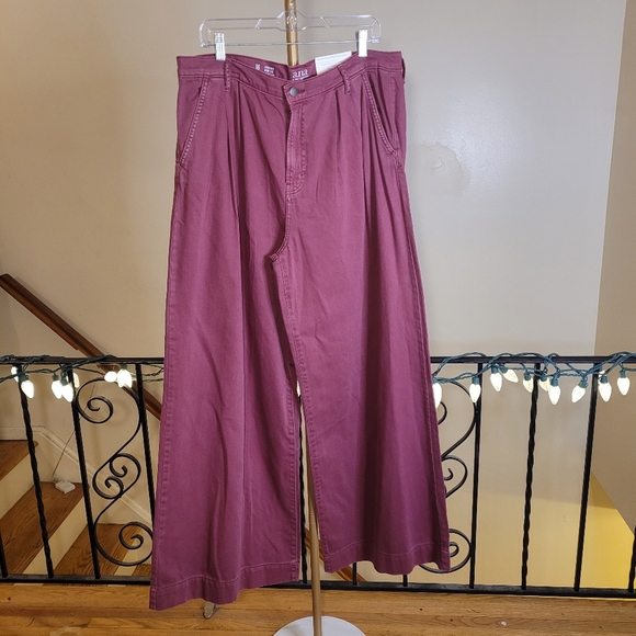 a.n.a Soft Drape Womens Plus High Rise Wide Leg Jeans Pink Red Size 16 - Picture 6 of 14